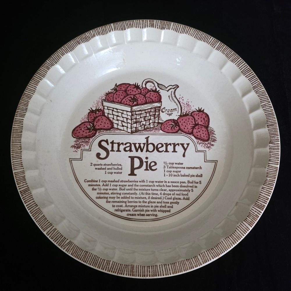 Royal China by Jeannette Strawberry Pie Recipe Plate Vintage 11 Inch Ceramic USA